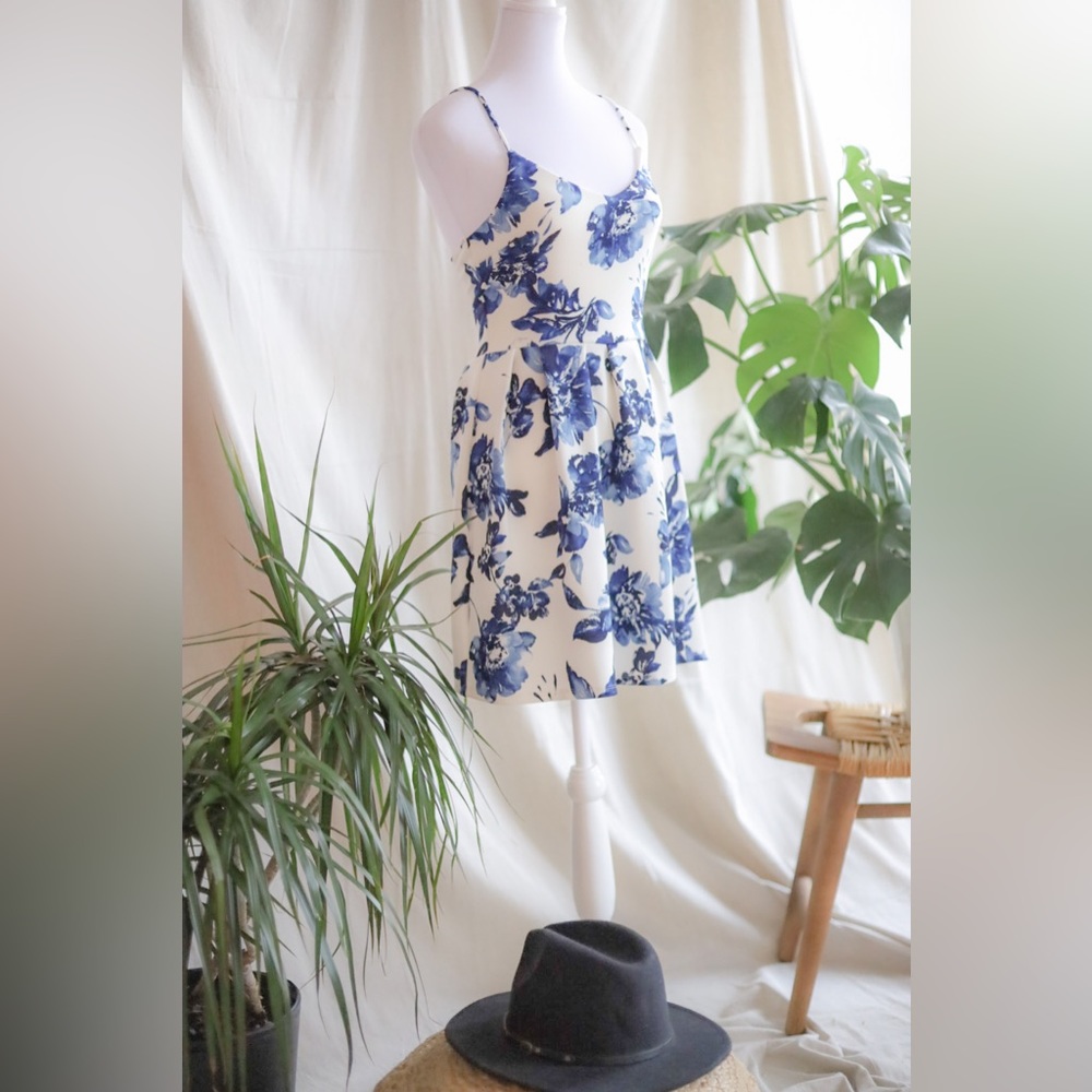 White/blue dress floral
